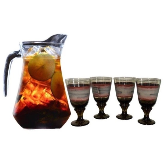 Vintage Libbey Sango Nova Smoke Brown Stem 7" 1970’s Mid Century Goblet Glass 4 - Picture 2 of 8